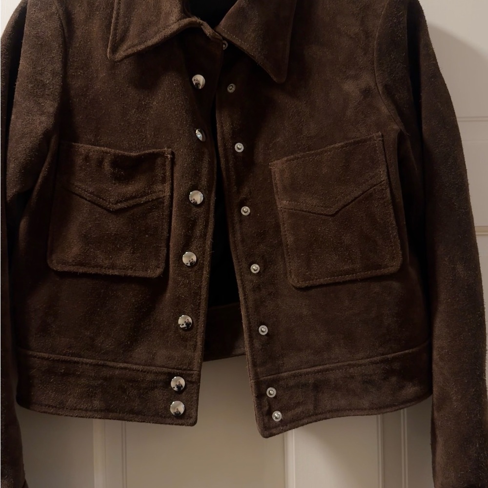 Mango Black Leather Label Patch Jacket - image 1
